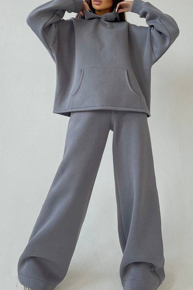 Hoodie Wide Leg Long Pants Suits