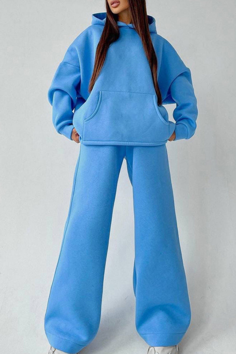 Hoodie Wide Leg Long Pants Suits