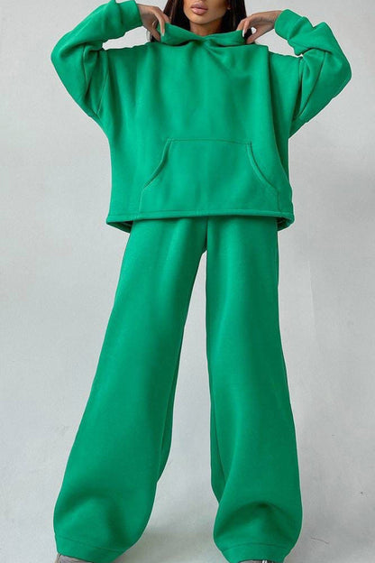 Hoodie Wide Leg Long Pants Suits
