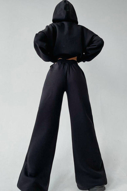 Hoodie Wide Leg Long Pants Suits