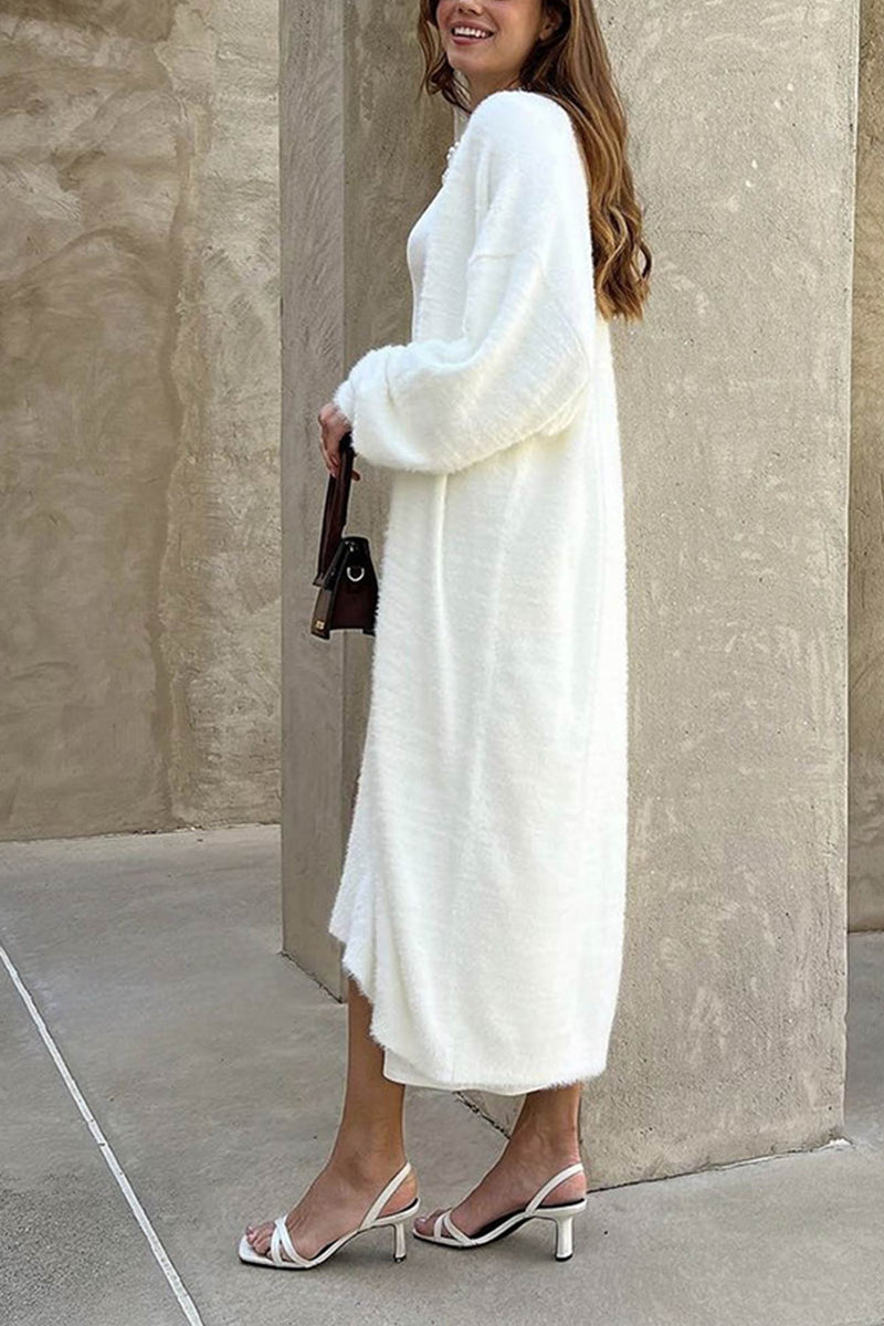 Imitation Mink Tie-up Long Cardigan