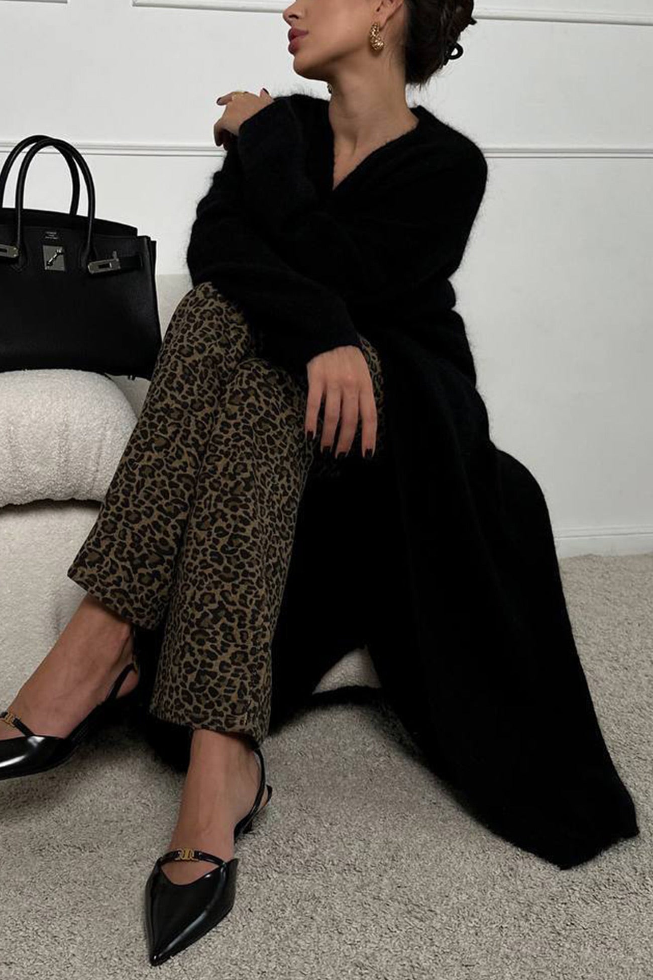 Imitation Mink Tie-up Long Cardigan
