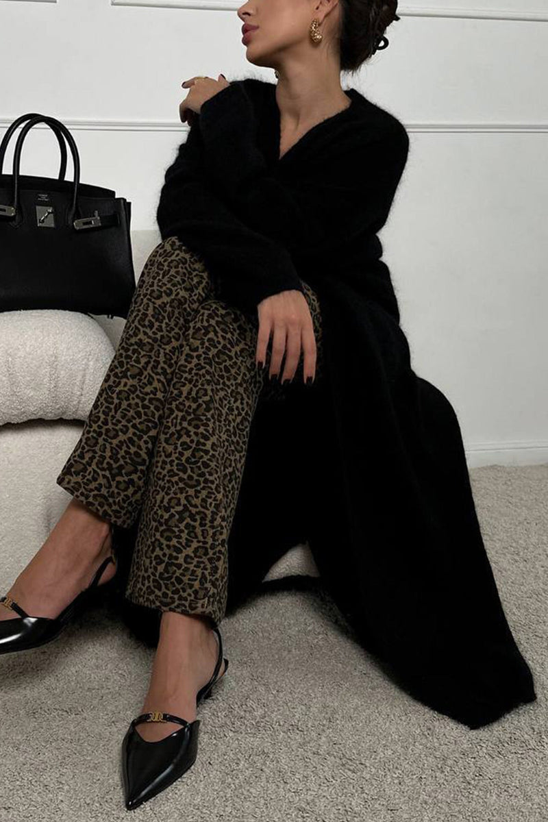 Imitation Mink Tie-up Long Cardigan