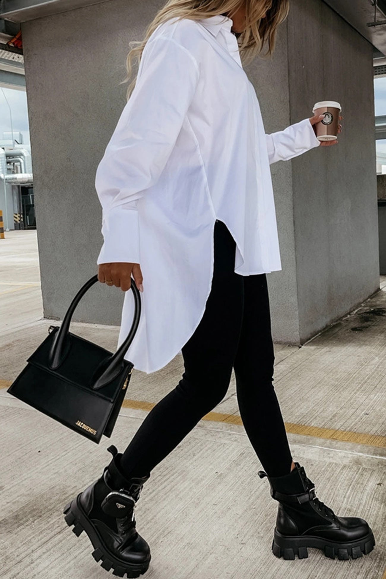 Irregular Slit Hem Blouse