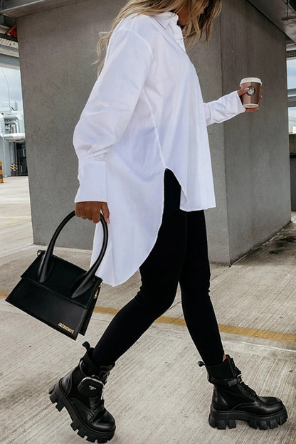 Irregular Slit Hem Blouse