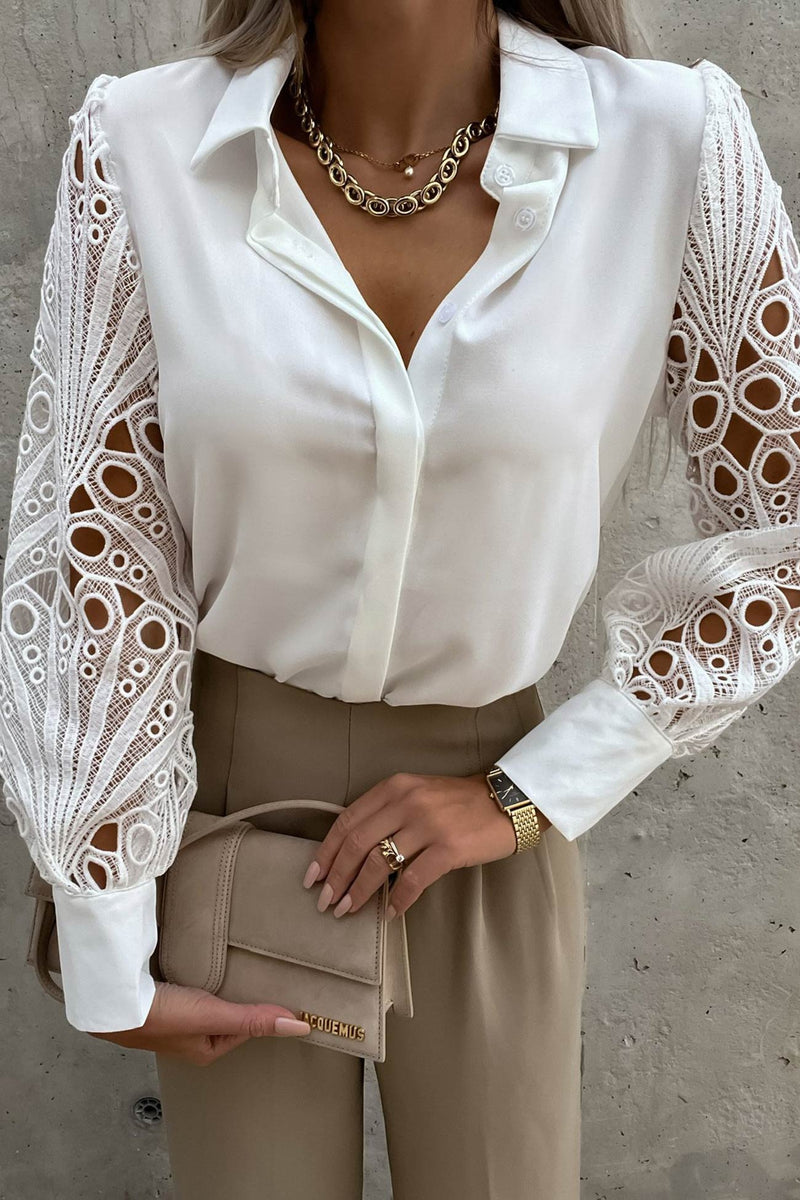 Lace Hollow Out Sleeve Blouse