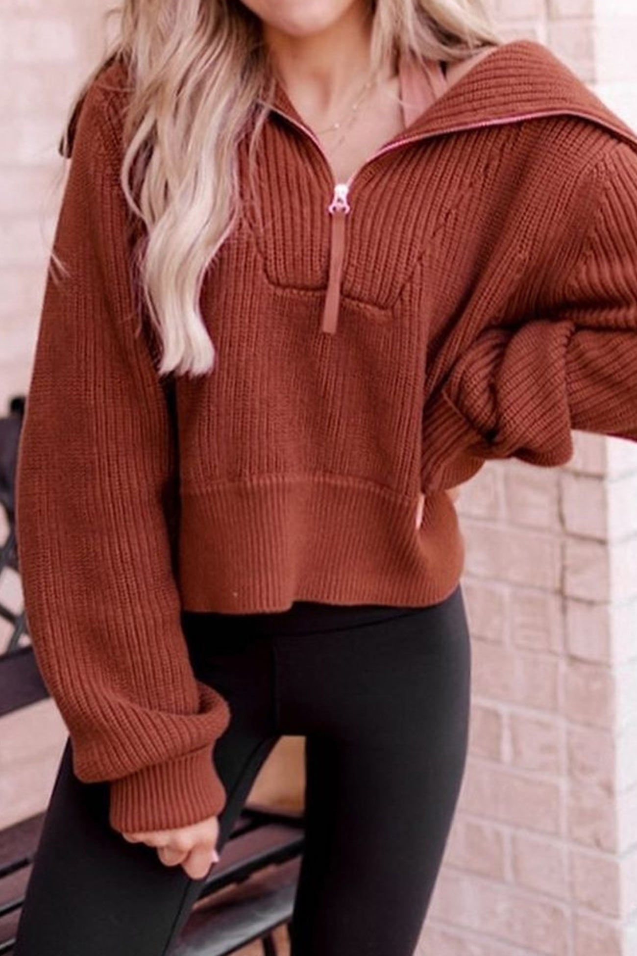 Lapel Zipper Sweater