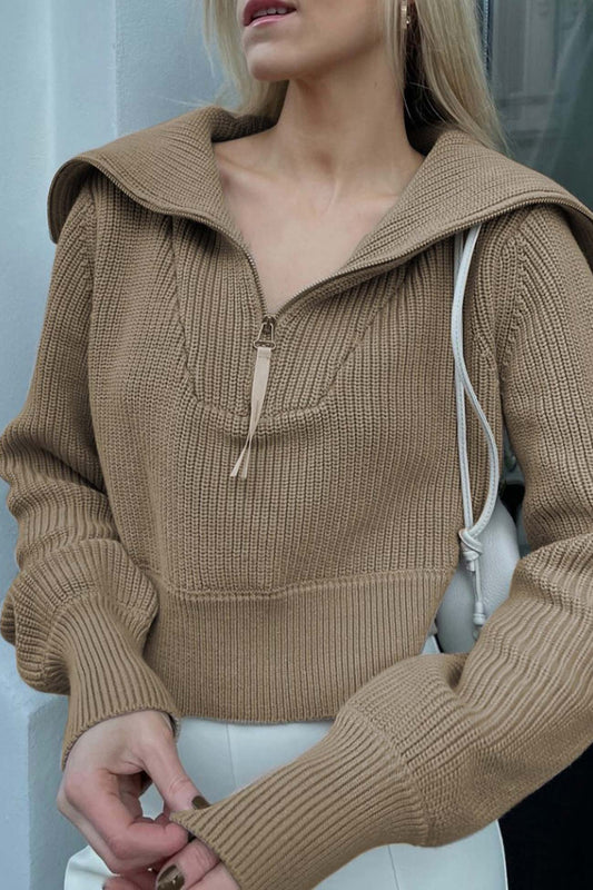 Lapel Zipper Sweater
