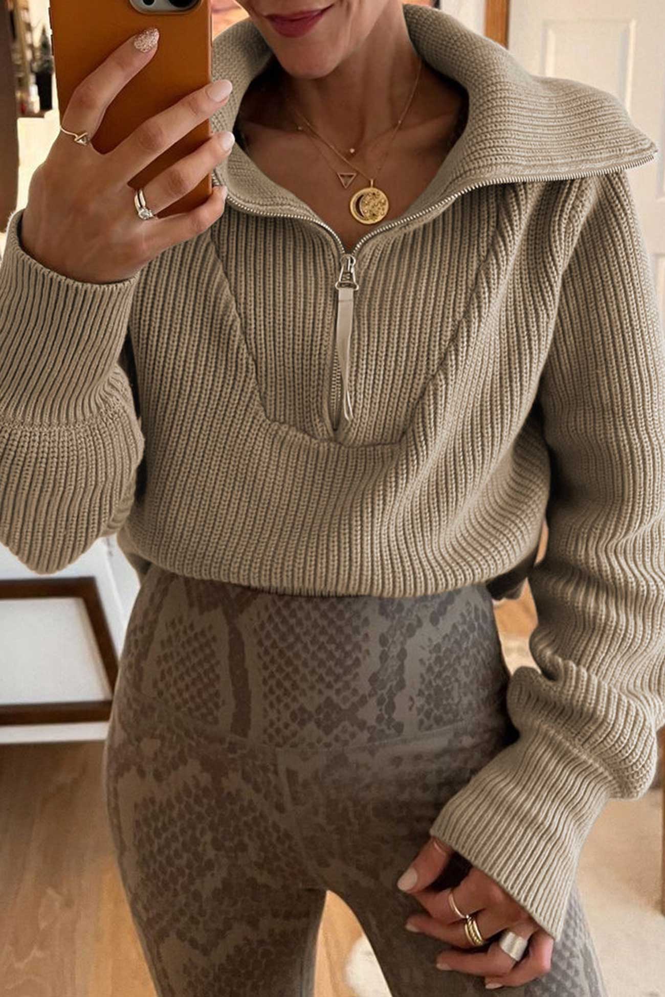 Lapel Zipper Sweater