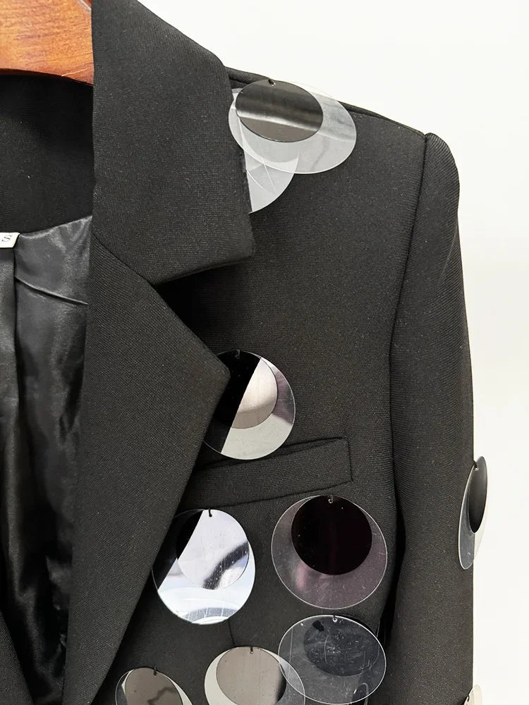 Patchwork Notched Long Slimming Female Coat