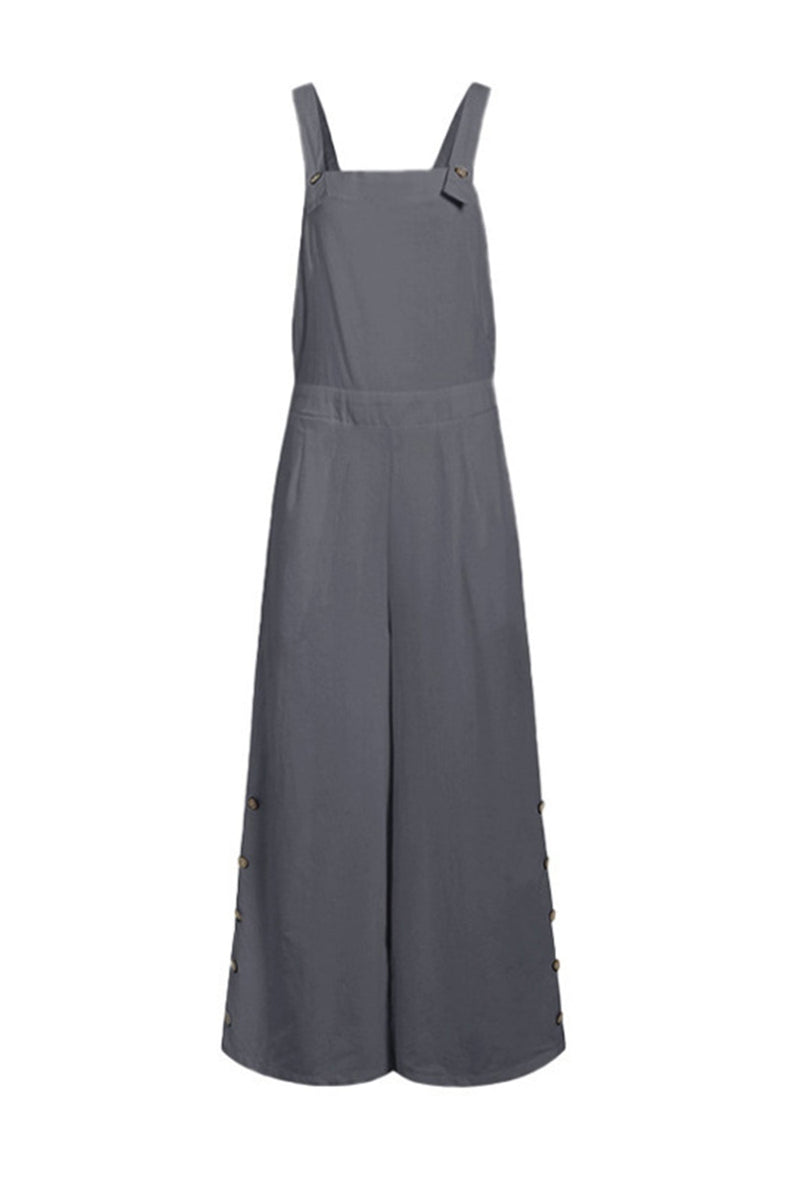 Pocketed Single-breasted Slit Overalls