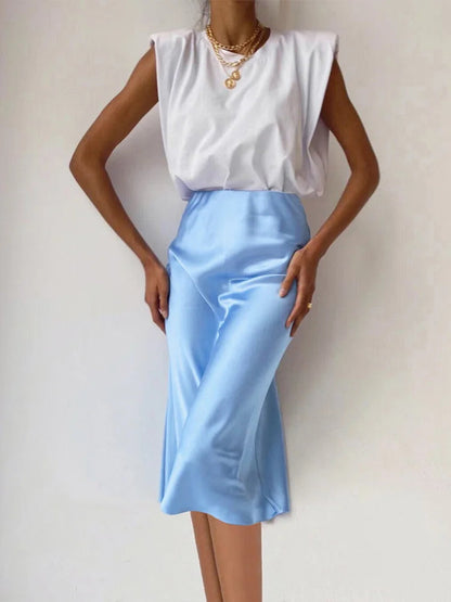 Dressbetty - Purple Silk High Waist Skirt