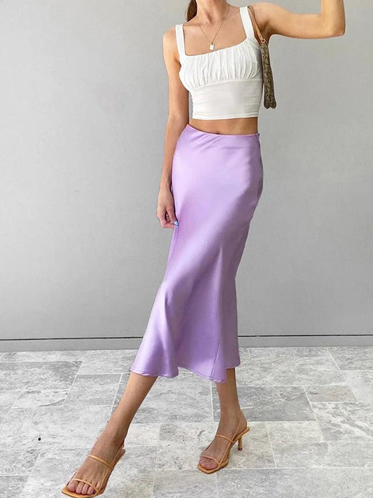 Dressbetty - Purple Silk High Waist Skirt