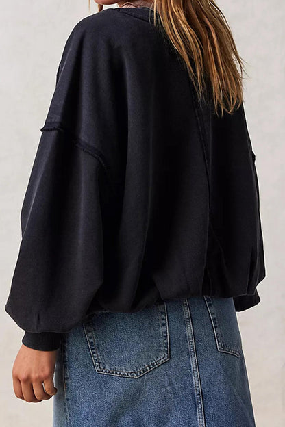 Raw Edge Crew Neck Sweatshirt