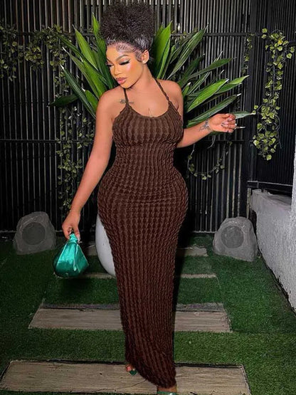 Ruched Spaghetti Strap Bandage Backless Midi Dresses