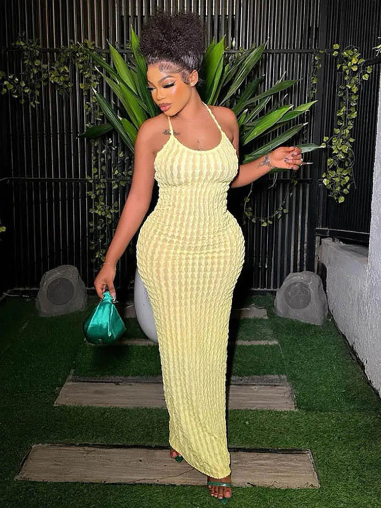 Ruched Spaghetti Strap Bandage Backless Midi Dresses