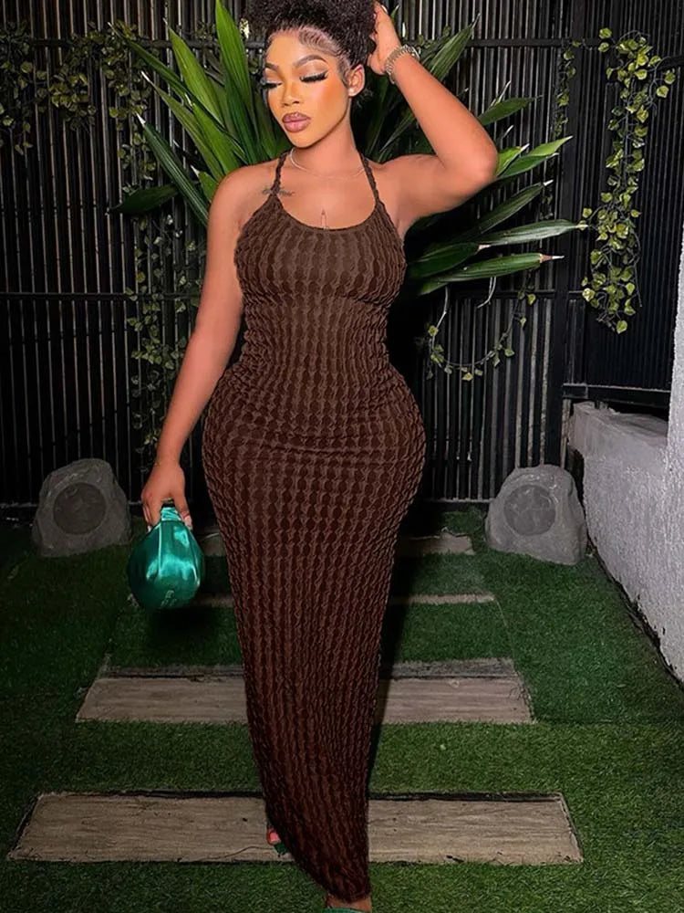 Ruched Spaghetti Strap Bandage Backless Midi Dresses