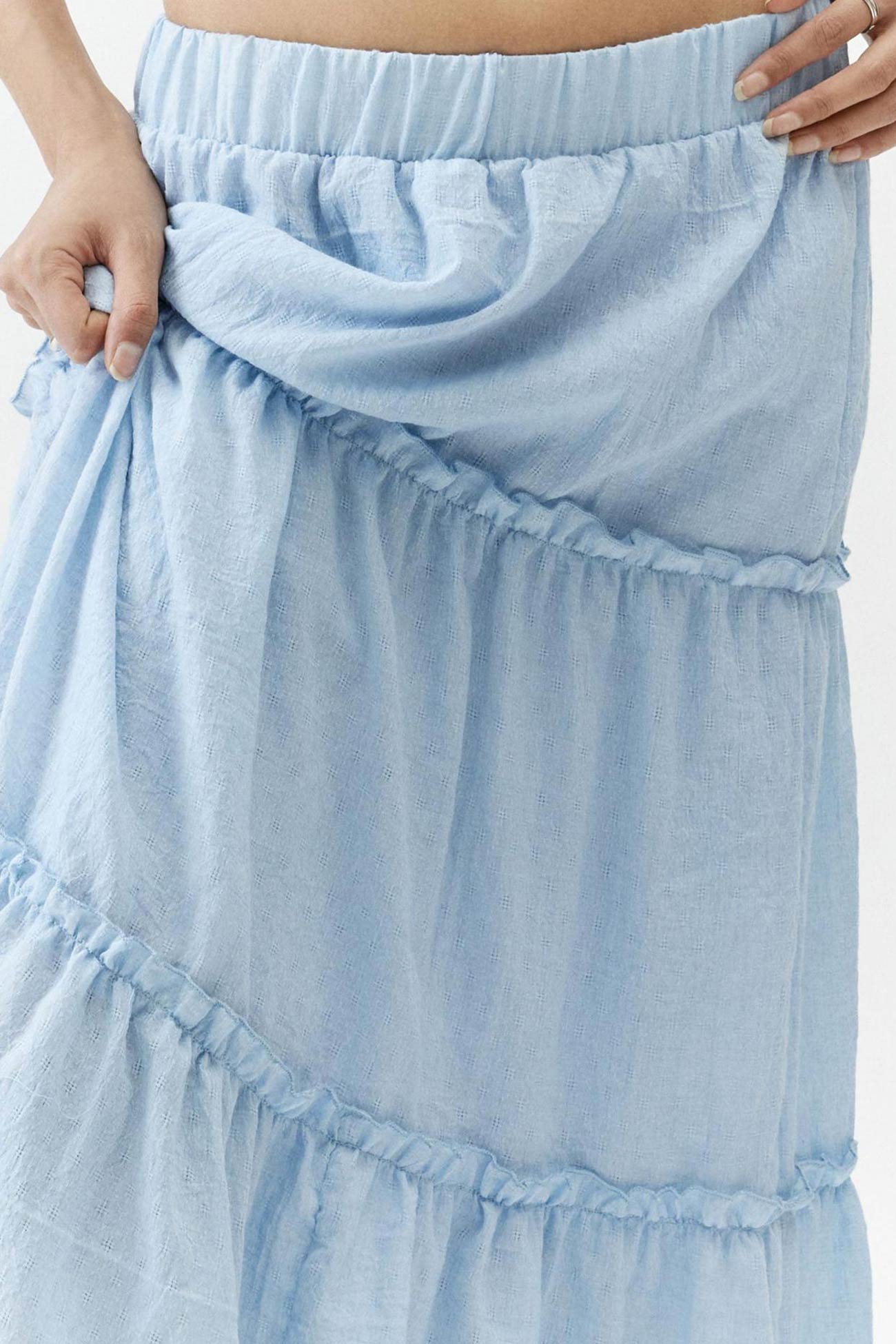 Ruched Tiered Midi Skirt