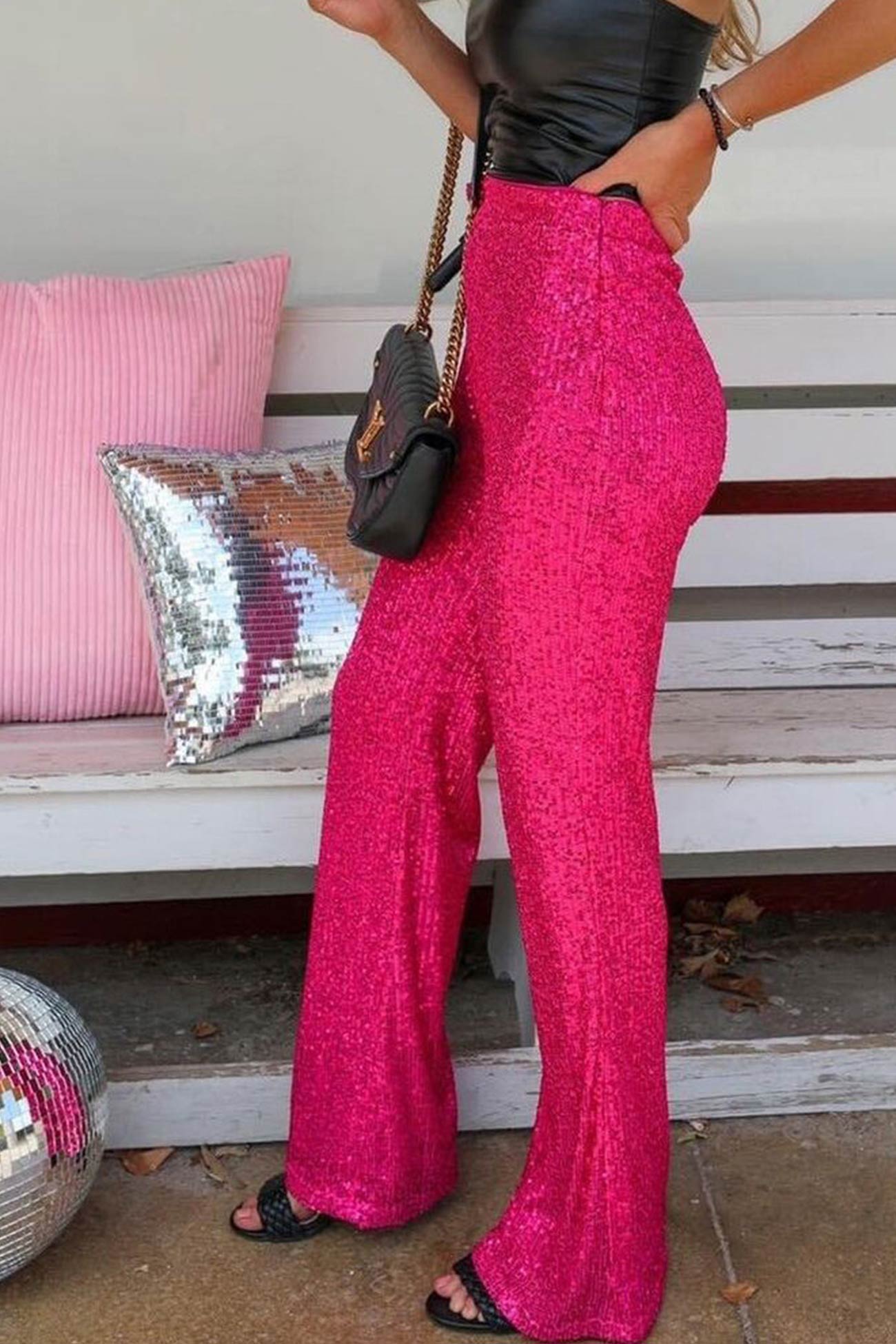 Sequins Straight Long Pants