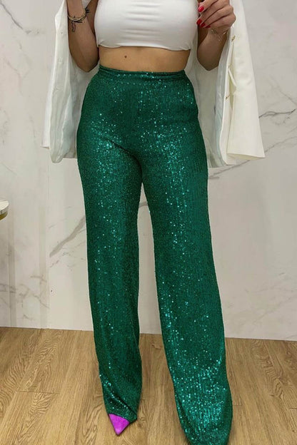 Sequins Straight Long Pants