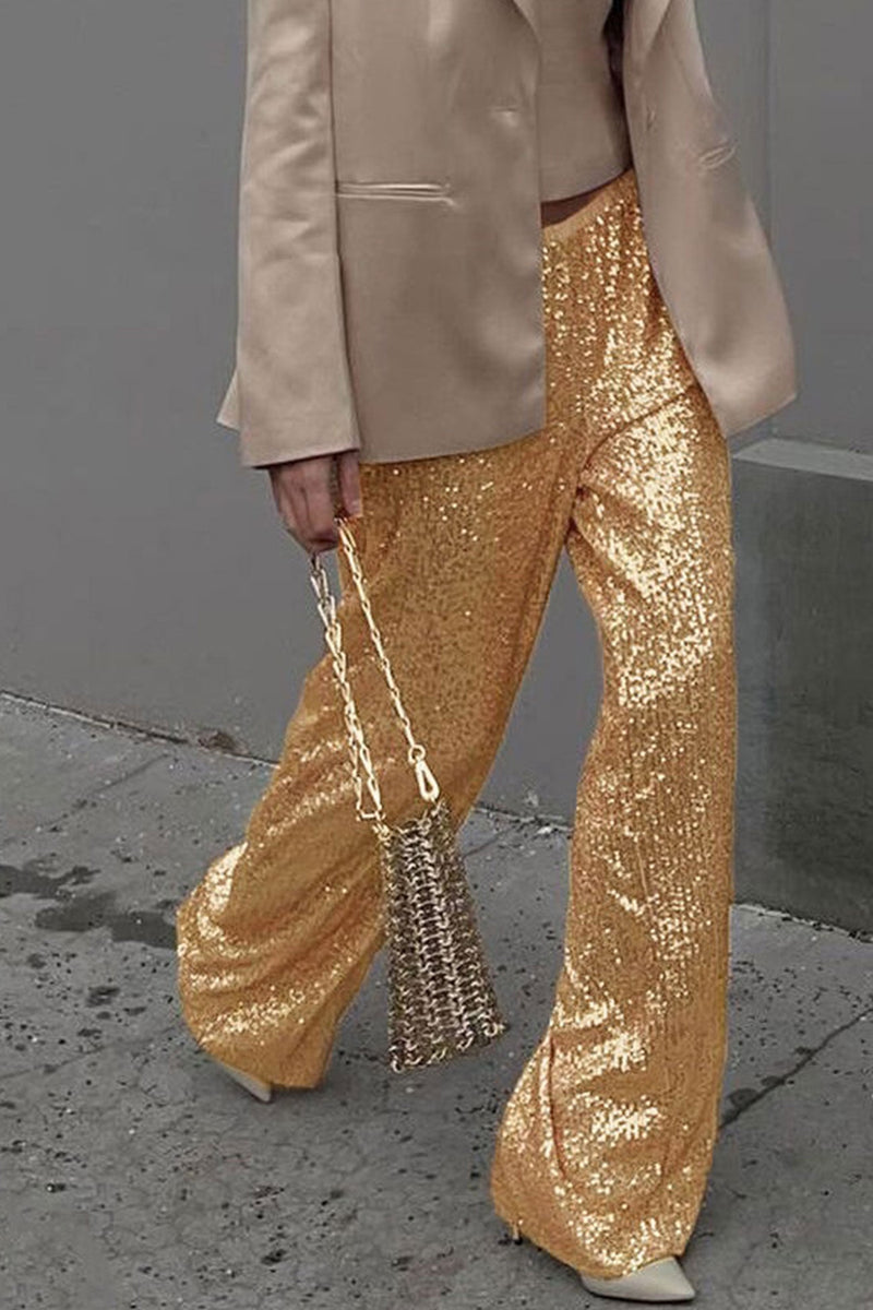 Sequins Straight Long Pants