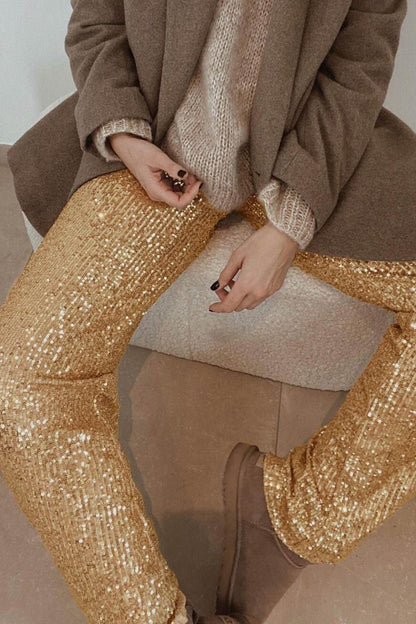 Sequins Straight Long Pants