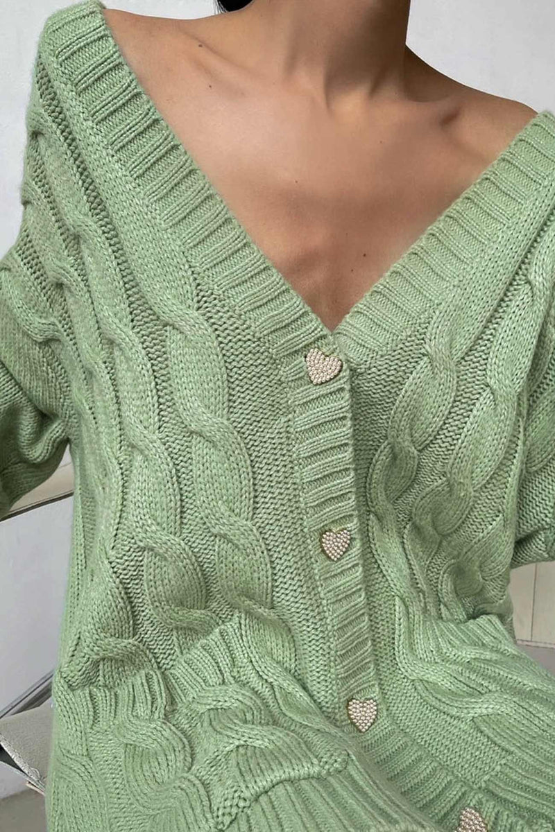 Single-breasted Cable Knit Cardigan