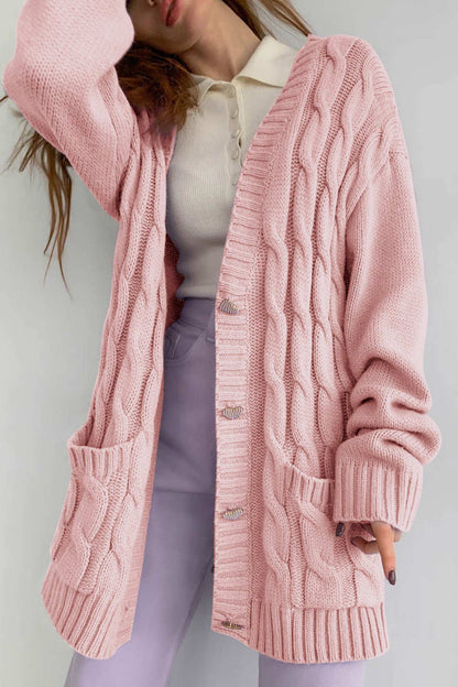 Single-breasted Cable Knit Cardigan