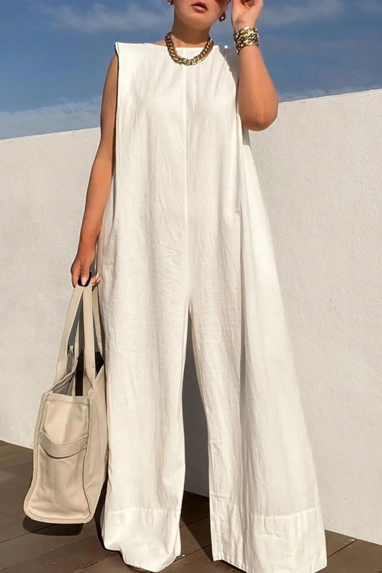 Sleeveless Wide Leg Jumpsuits