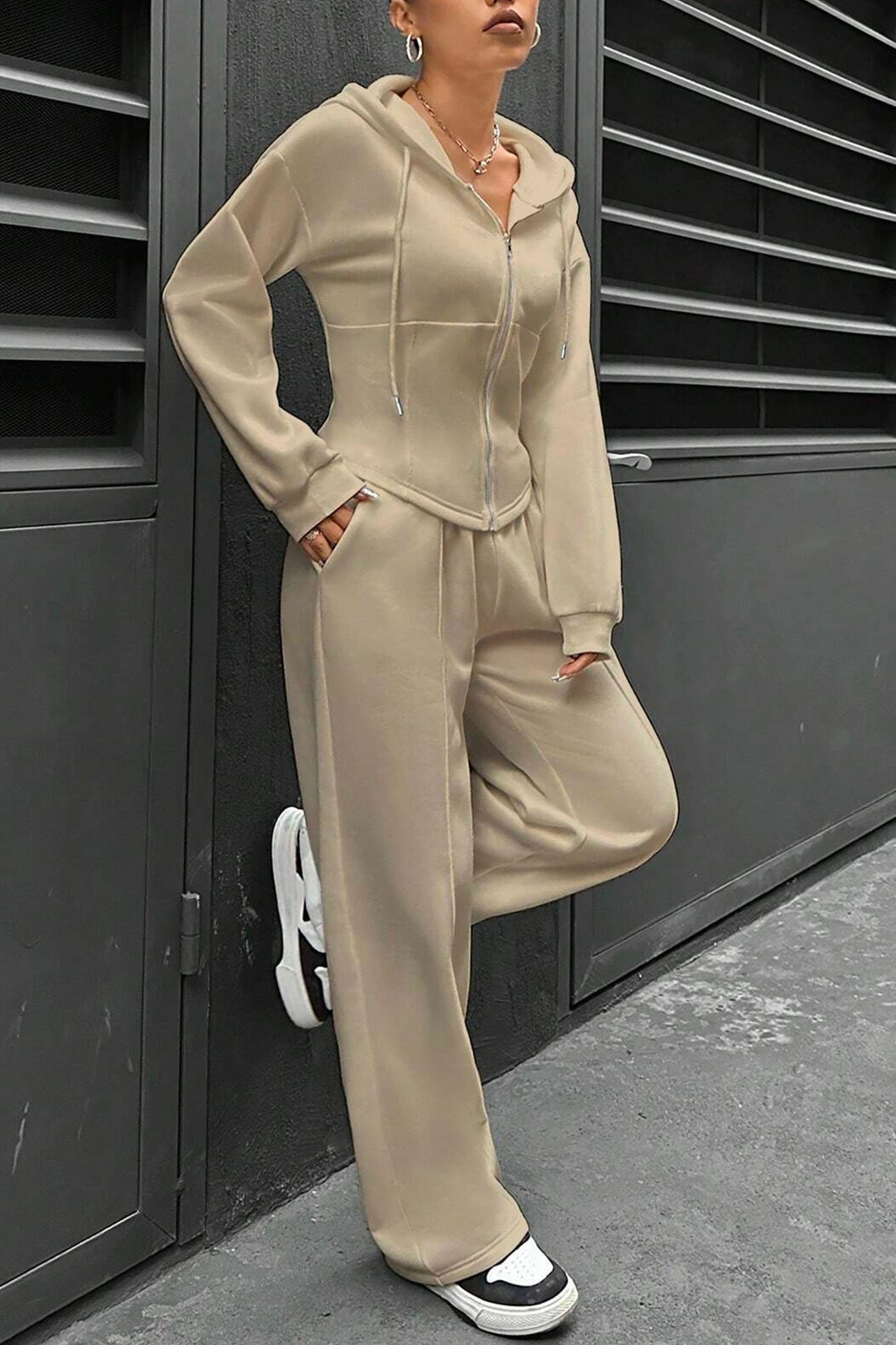 Slim Fit Hoodie Pants Suits