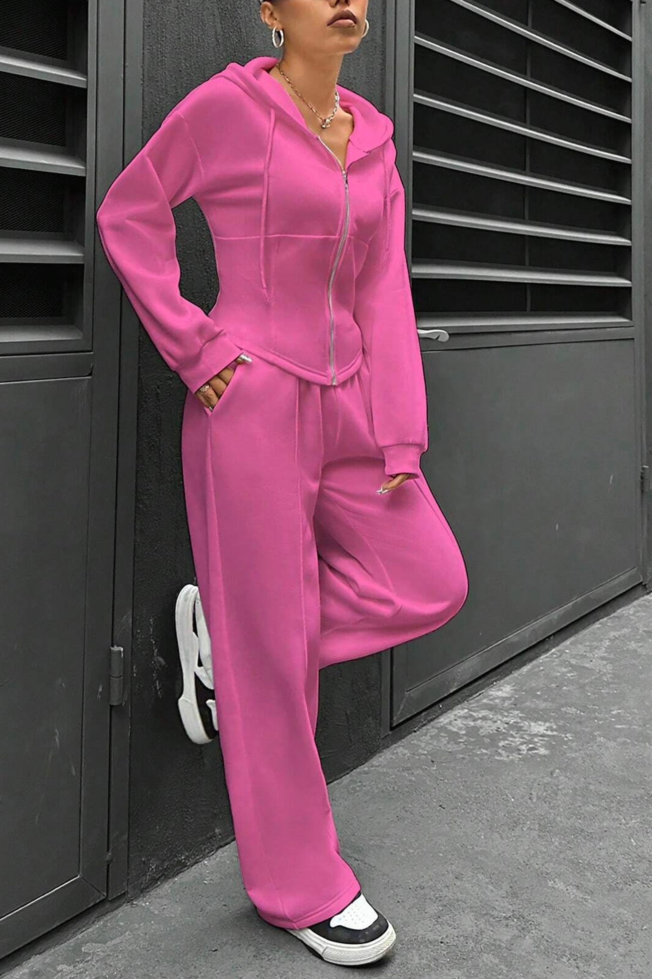 Slim Fit Hoodie Pants Suits