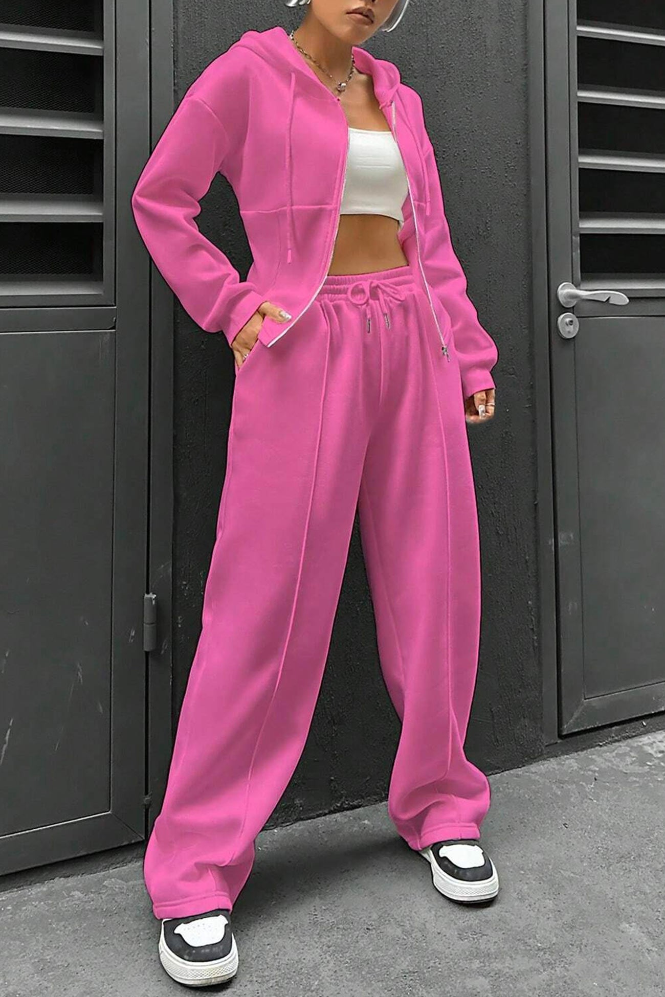 Slim Fit Hoodie Pants Suits