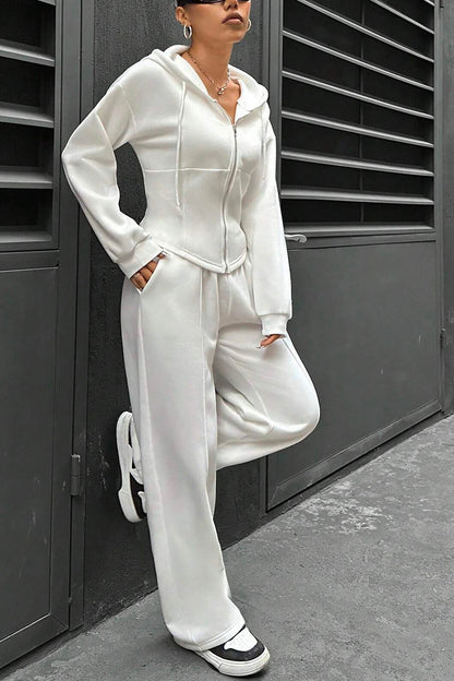 Slim Fit Hoodie Pants Suits