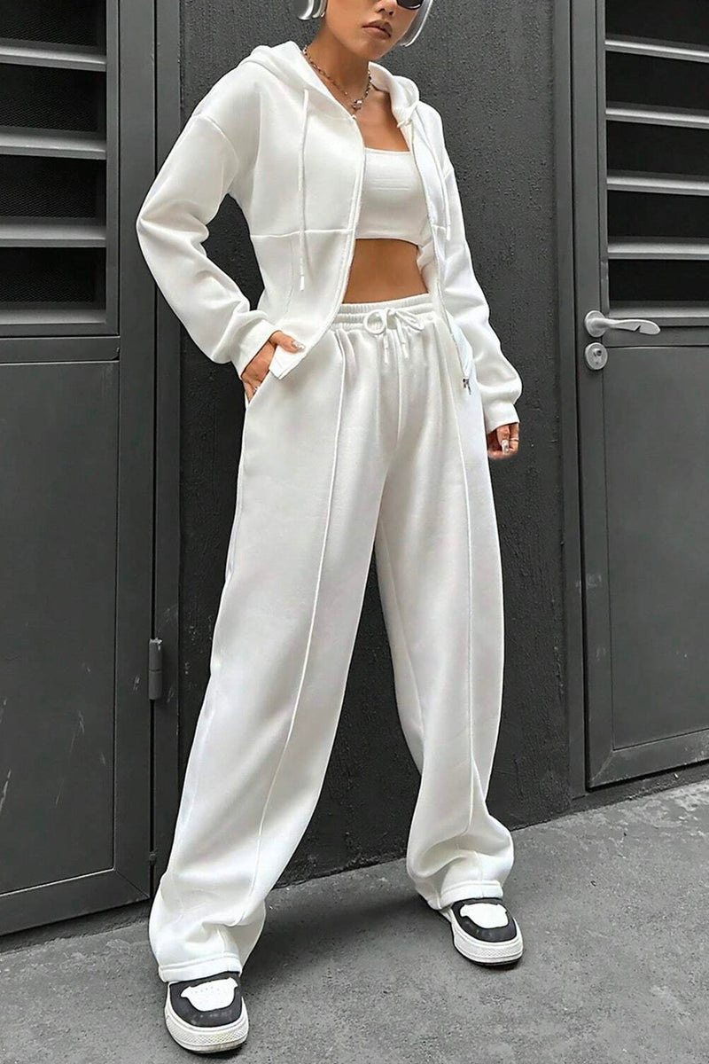 Slim Fit Hoodie Pants Suits