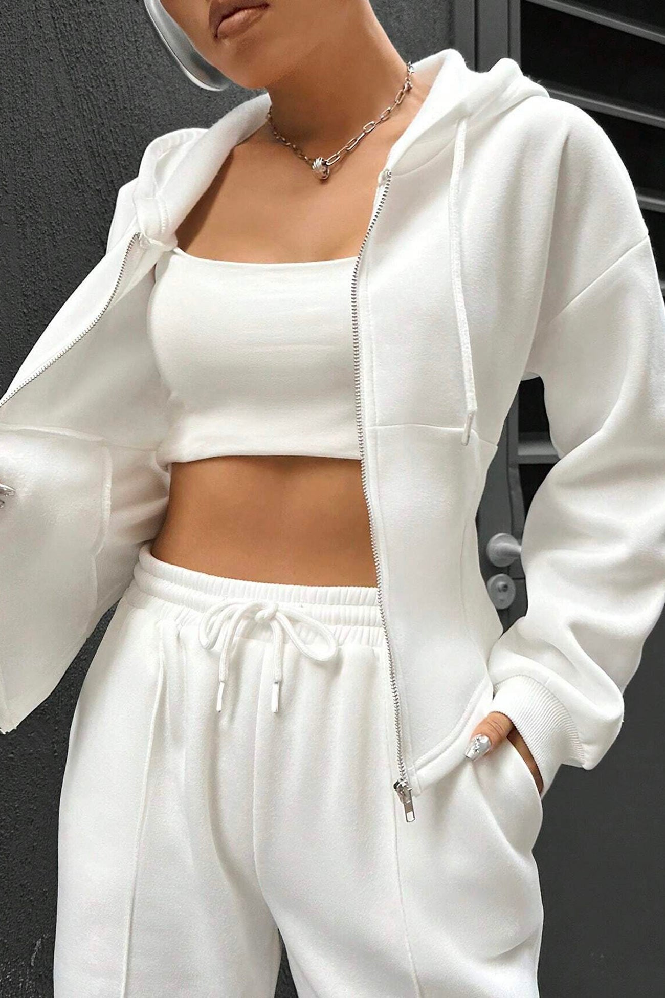 Slim Fit Hoodie Pants Suits