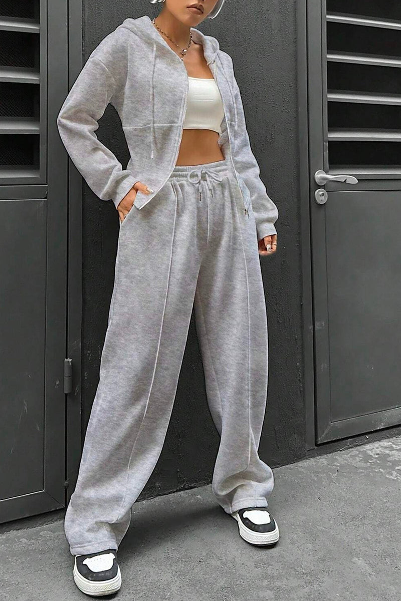 Slim Fit Hoodie Pants Suits