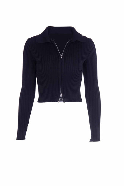 Two-way Zipper Knit Cardigan