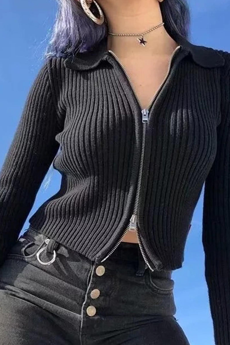 Two-way Zipper Knit Cardigan