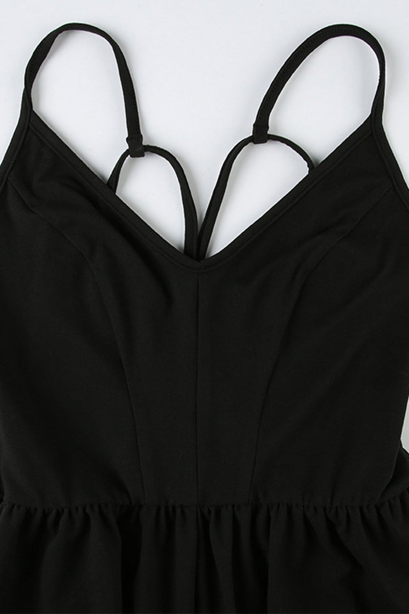Color Backless Suspender Rompers