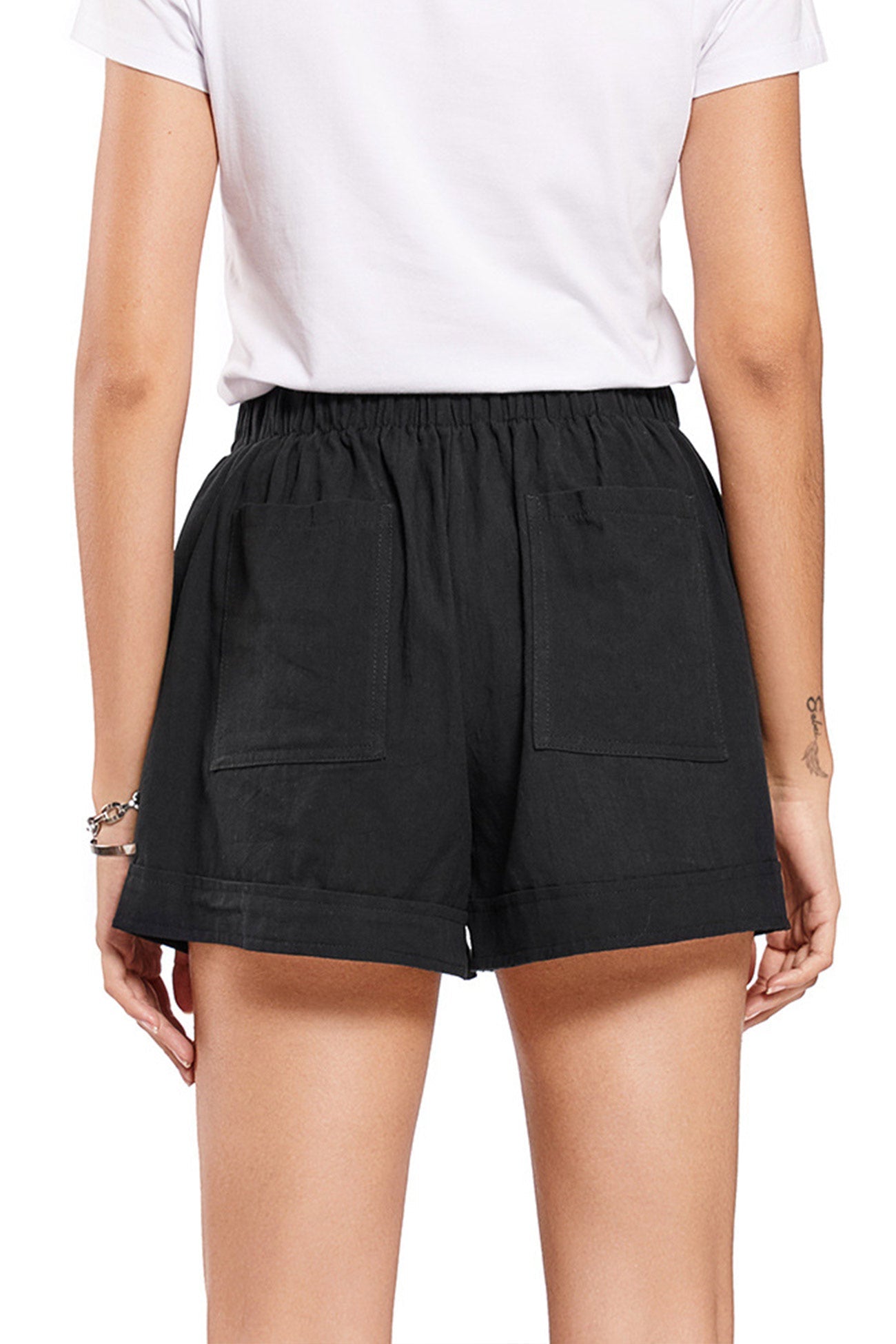 Color Cotton Tie-strap Shorts