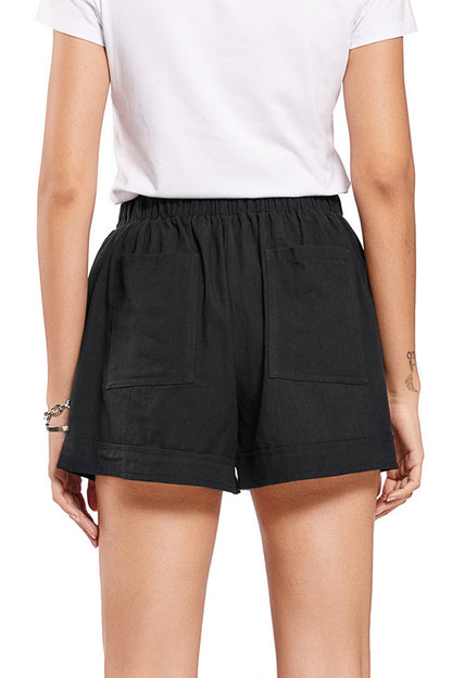 Color Cotton Tie-strap Shorts