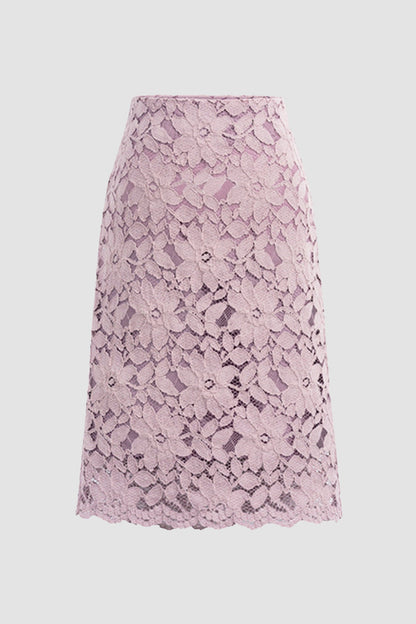 Color Flower Lace Skirt