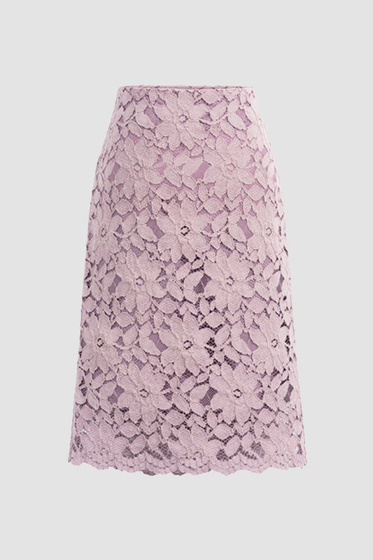 Color Flower Lace Skirt
