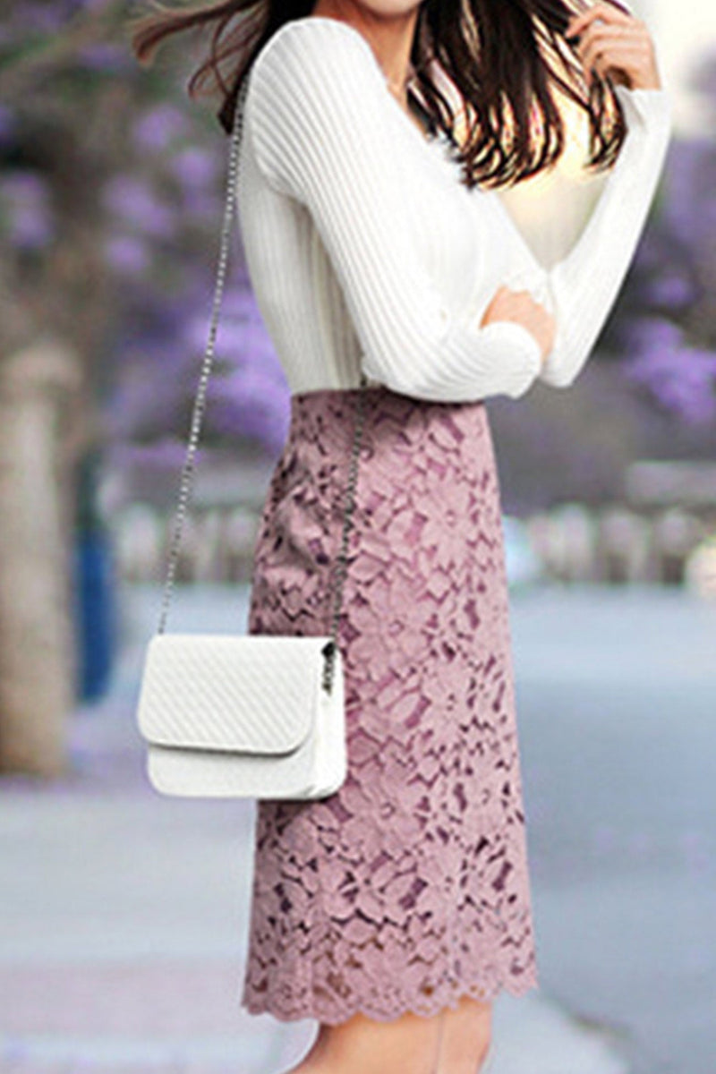 Color Flower Lace Skirt