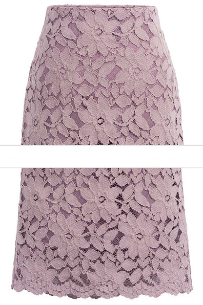 Color Flower Lace Skirt