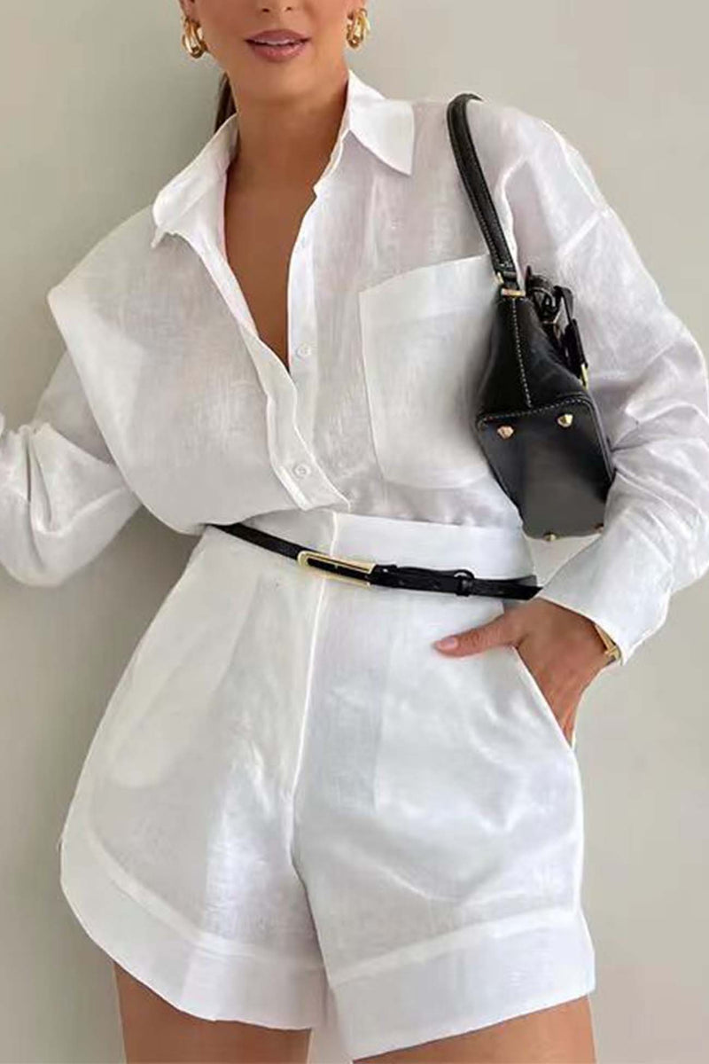 Color Shorts Long Sleeve Shirt Suit