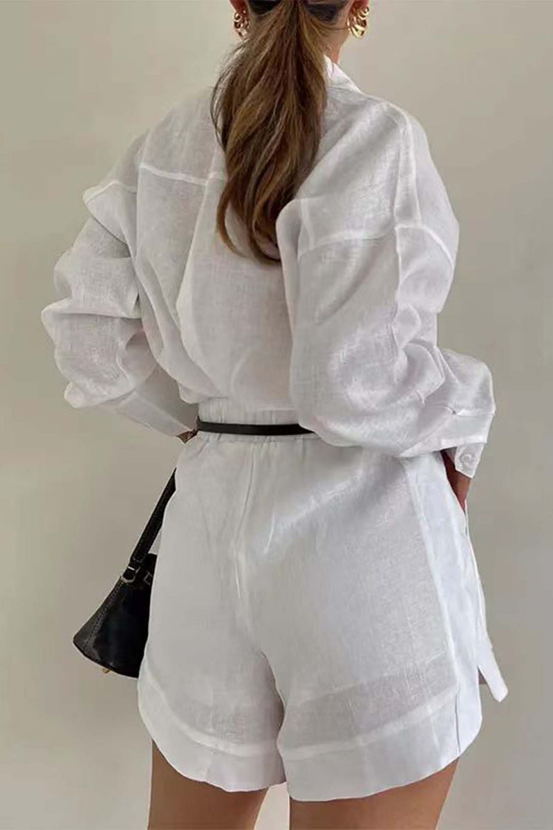 Color Shorts Long Sleeve Shirt Suit