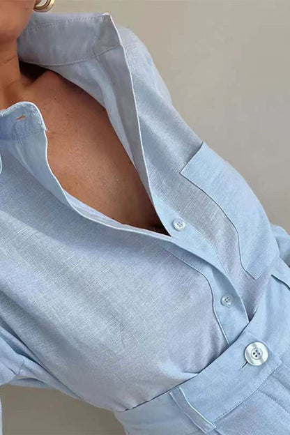 Color Shorts Long Sleeve Shirt Suit