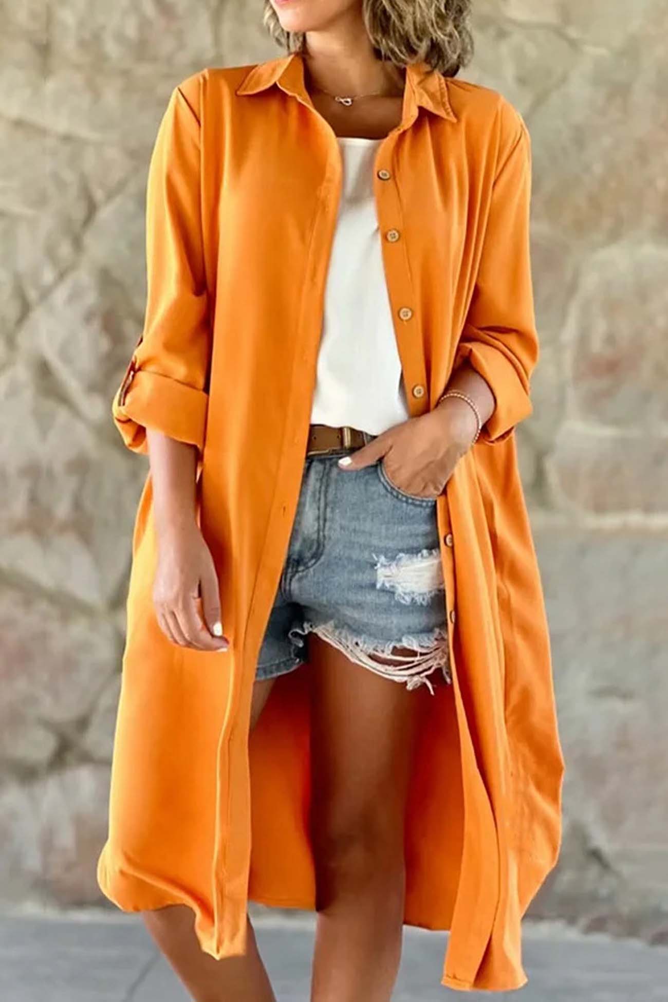 Color Single-breasted Trench Coat