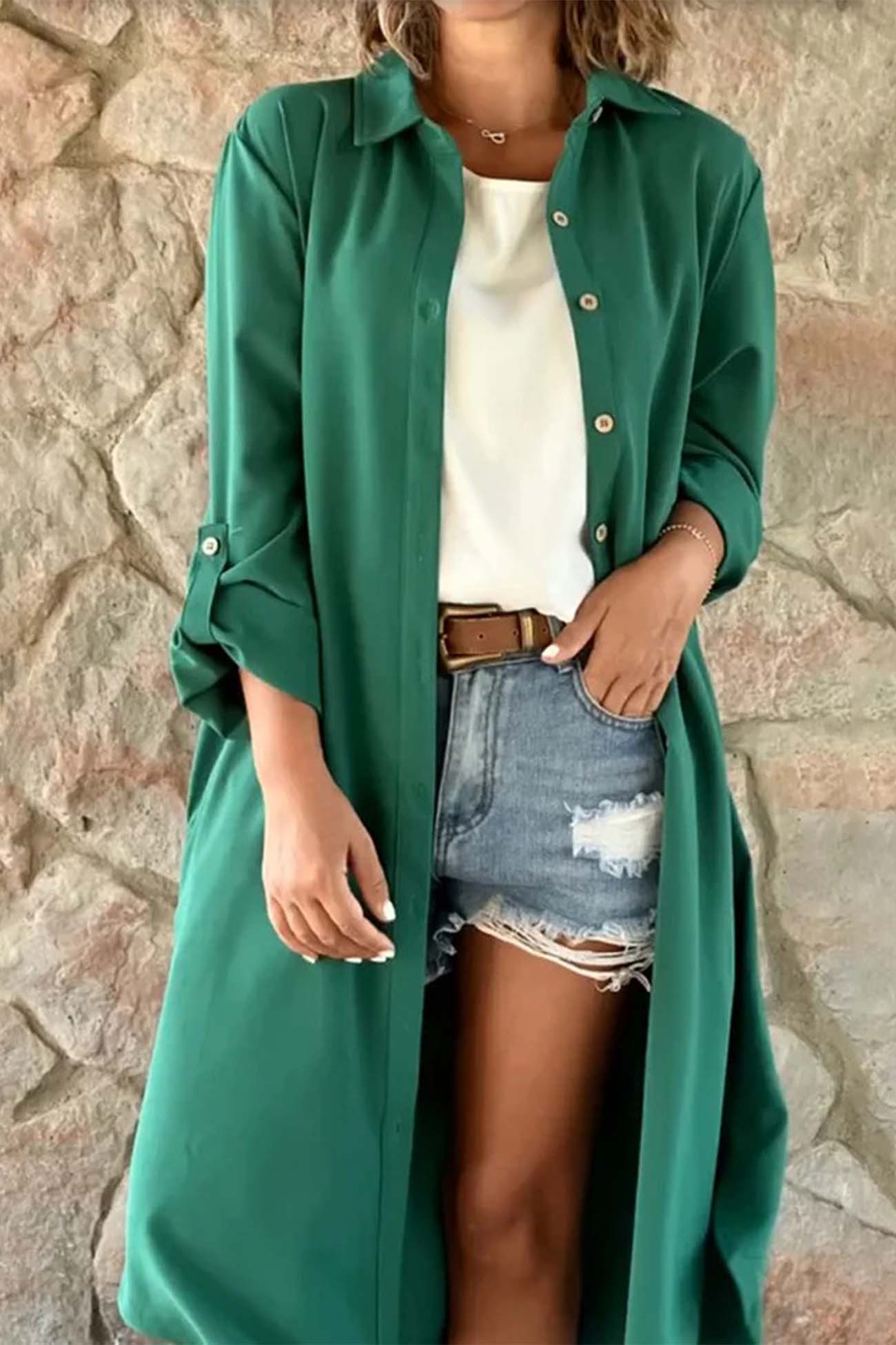 Color Single-breasted Trench Coat